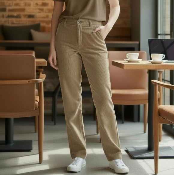 COS Pants - COS Womens Organic Cotton Corduroy Chino Pants Sz 6 New Beige Relaxed High Rise